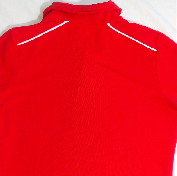 Under Armour Heatgear Red Short Sleeve Button Collar Golf Shirt, medium - Picture 9 of 11